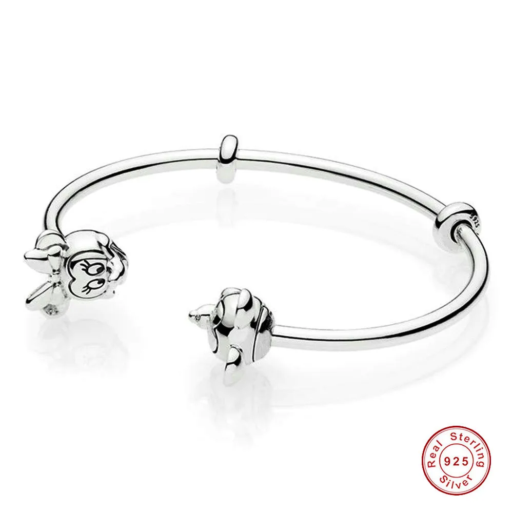 

925 Sterling Silver Bangle Openwork Lace Of Love Open Pandora Bracelets Bangle Fit Women Bead Charm Europe Diy Jewelry
