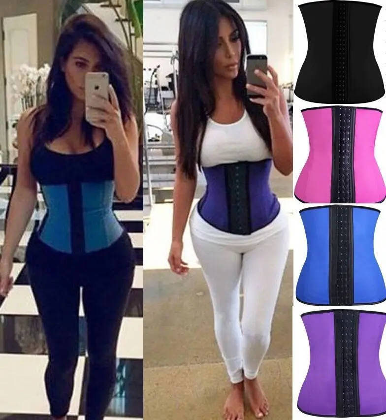 

S-6XL Latex Waist Cincher Steel Boned Waist Trainer Corset Underwear Slimming Body Shaper Shapewear Modeling Strap Tummy Control