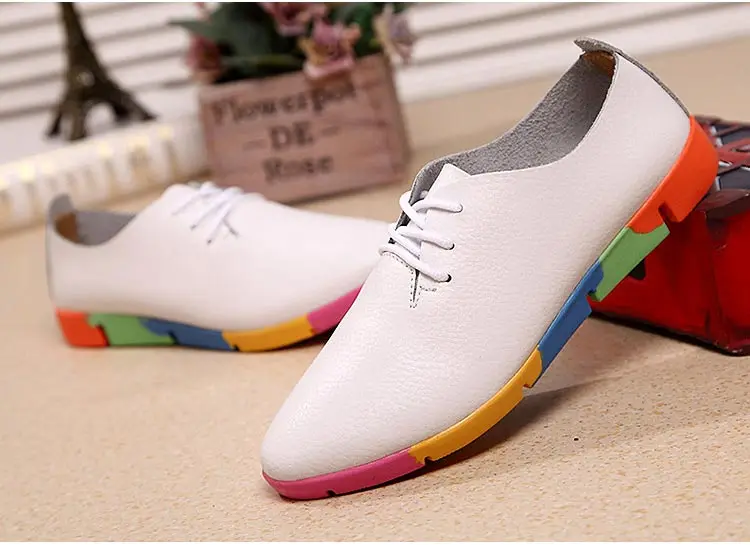 Flats shoes women loafers fashion lace-up sneakers women shoes genuine leather casual shoes woman lace-up women sneakers