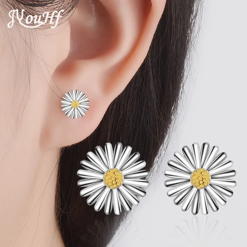 

JYouHF Small Cute 925 Sterling Silver Daisy Stud Earrings for Women Jewelry Lovely Flower Earrings for Girls Gift 2 Pairs/Set