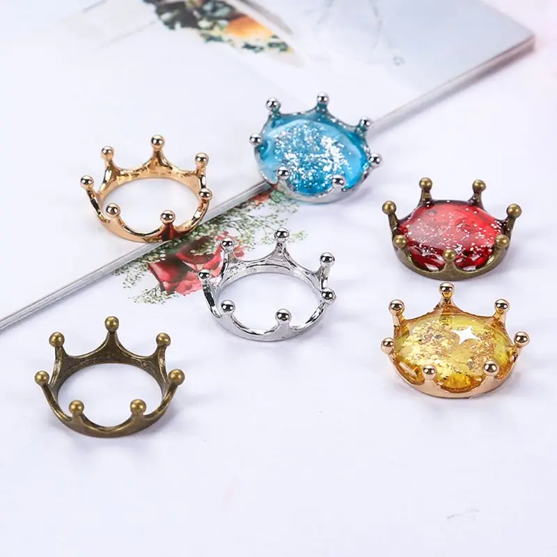 

5Pcs Imperial Crown Open Back Bezels Setting Blanks Pendant Resin Jewelry Making Accessories