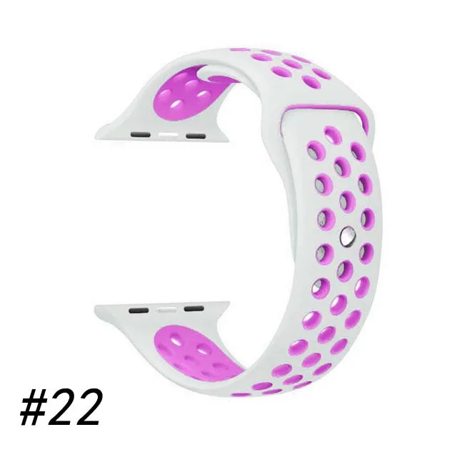 Ремешок для спортивных часов для Apple Watch band 4 и 3 и 2 42 мм 44 мм ремешок для часов iwatch band 38 мм 40 мм браслет для наручных часов Nike сменный ремешок - Цвет ремешка: White purple
