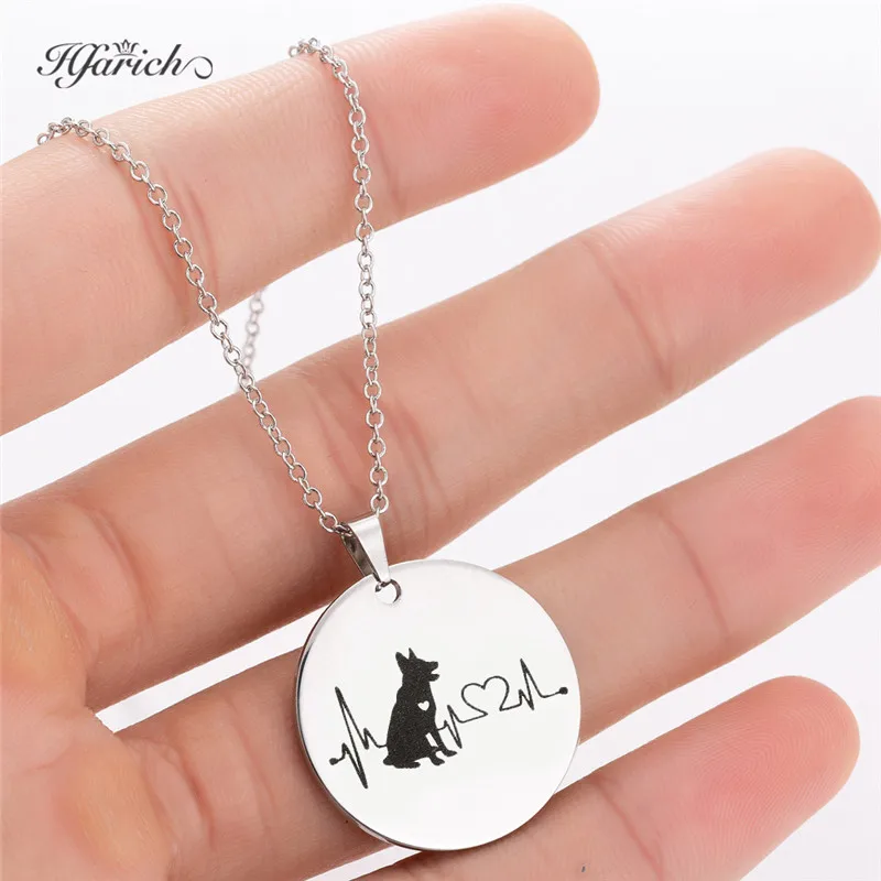 

Hfarich Fashion German Shepherd Necklace Women Men Stainless Steel Dog Animal Pendant Necklaces Chains Friend Sister Small Gift
