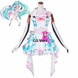 Vocaloid Хацунэ Мику гоночный костюм Труба Топы корректирующие платье форма наряд аниме костюмы для косплея