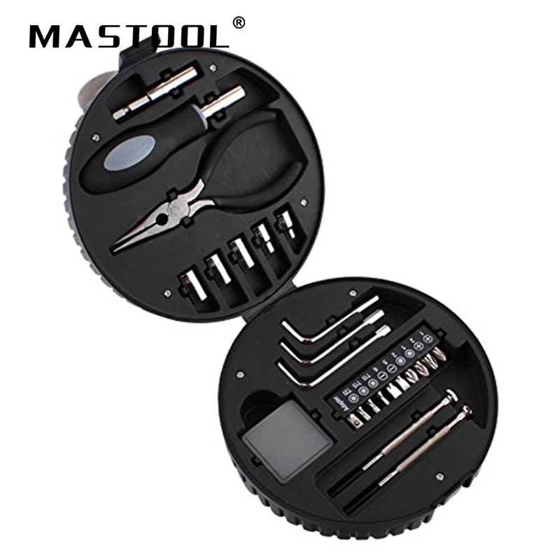 

24pcs/set Tire Shaped Tool Set Multi-Function Hand Tool Set Precision Clock Repair Kit Tire Shaped Universal Tool Case