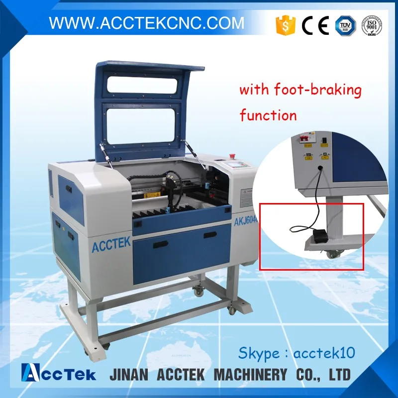 1.AKJ6040 Factory direct CO2 Laser engraving cutting machine with foot brake main machine