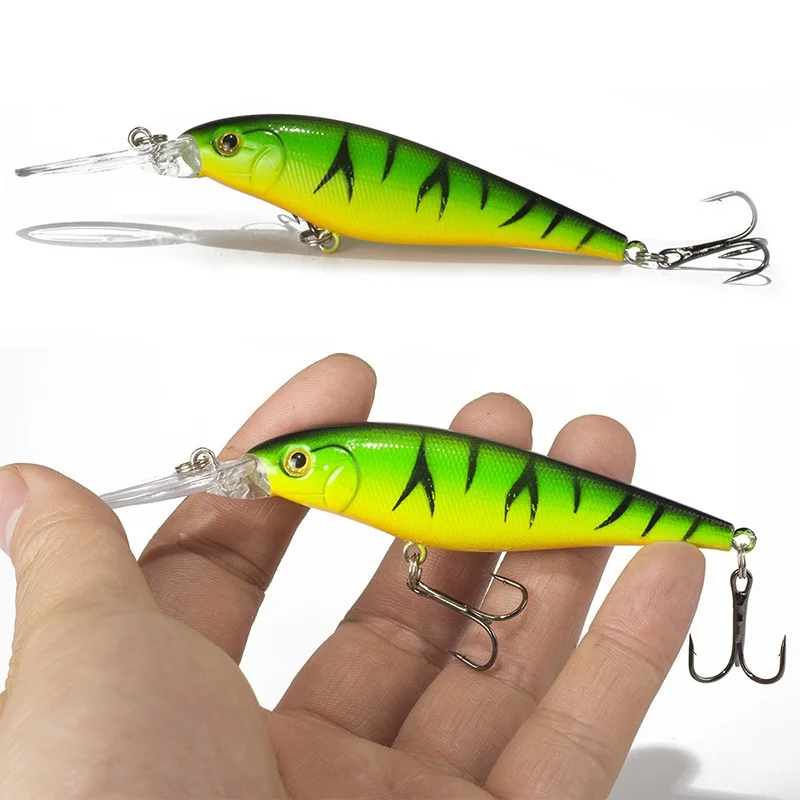 

HiUmi Super Quality 11cm 10.5g 10 Colors Hard Bait Minnow Fishing lures Bass Fresh Salt Water 4#hook
