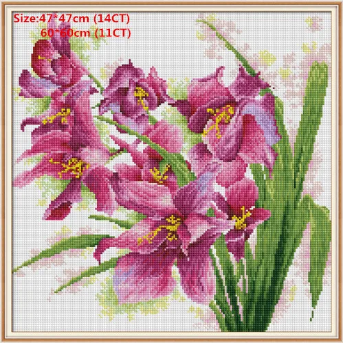 Китайская вышивка крестиком подушка вышивка крестиком цветок водорастворимый холст напечатанный холст картина Joy Sunday Счетный крест Diy - Цвет: Orchid (9)