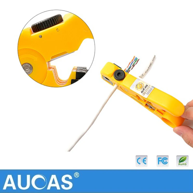 Universal Network Cable Wire Cutter Stripper Coaxial Cable RG59/6/7/11 Cat5e Cat6 Round & Flat Cable Cutting Stripping Tool