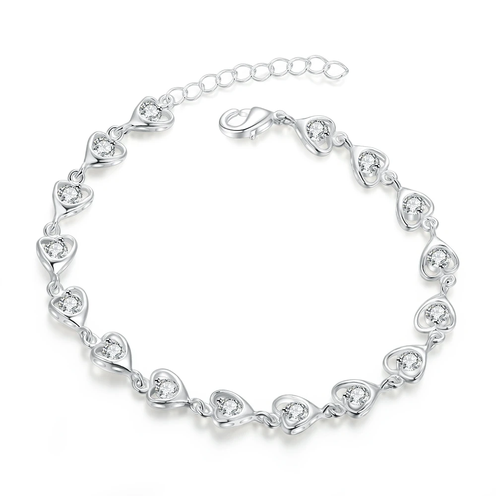

JEXXI Exquisite Wedding Engagement Bracelets Fine 925 Sterling Silver Shining Clear CZ Crystal Cubic Zirconia Bangles For Bride