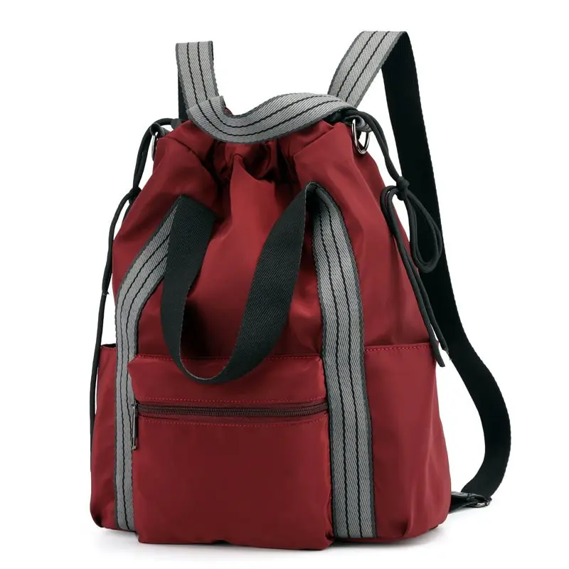 Нейлоновый коврик для йоги, сумки для тренажерного зала, фитнеса, сумка на плечо, рюкзак, Sac De Sport Sports Tas Drawstring Gymtas для женщин, спортивная ретро сумка - Цвет: Бургундия