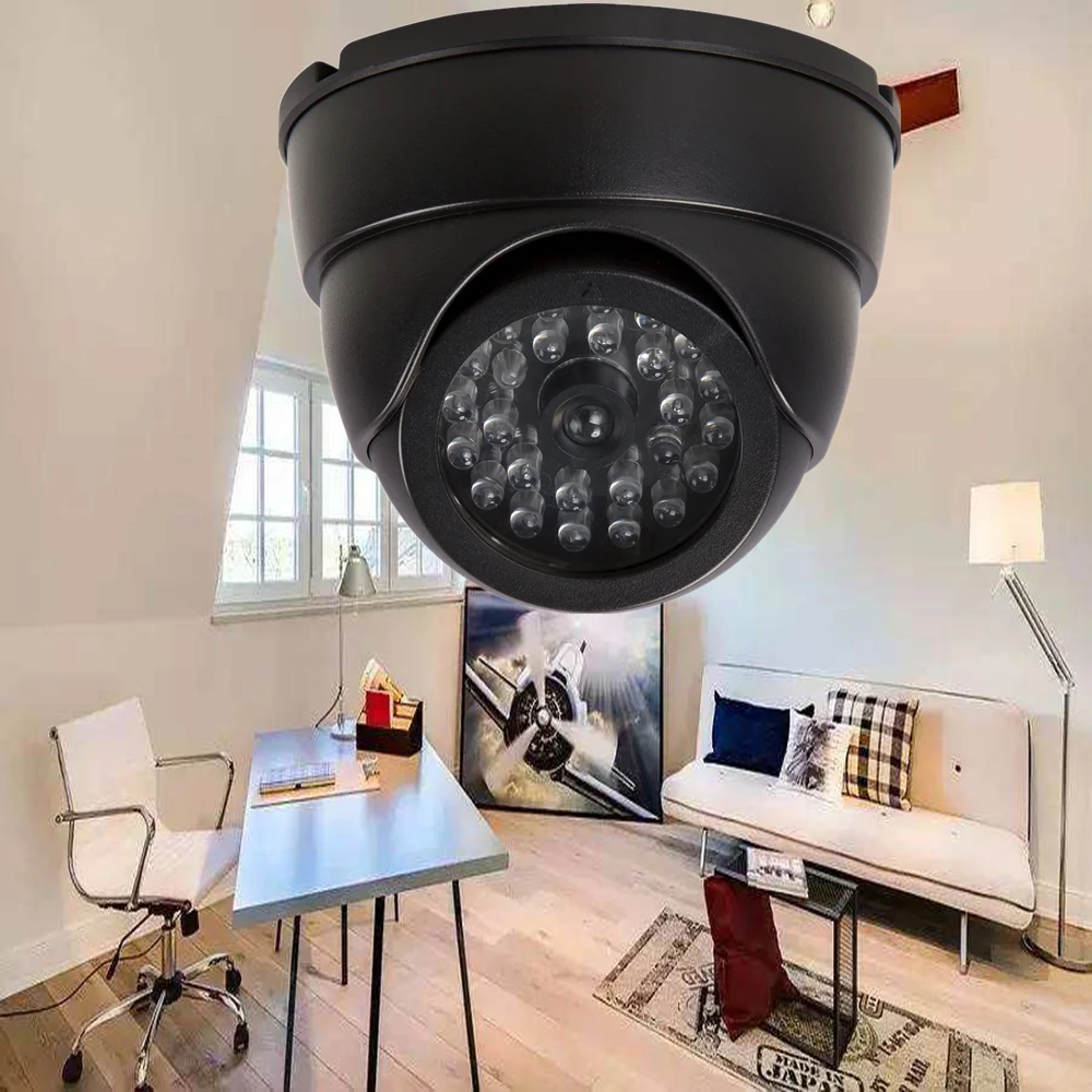 2 шт./пакет Манекен Поддельные камеры домашнего наблюдения безопасности CCTV купол мини-светодиод свет поддельные черные Имитационные камеры черный