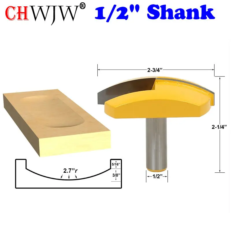 1 шт. 1/" хвостовик большая чаша фреза-2,7" Радиус-2-3/" в ширину для деревообрабатывающего режущего инструмента-Chwjw 16172