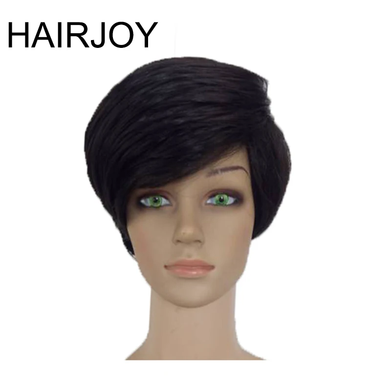 

HAIRJOY Synthetic Wig Natural Black 1B Color Short Straight Hair Wigs 2 Colors Available