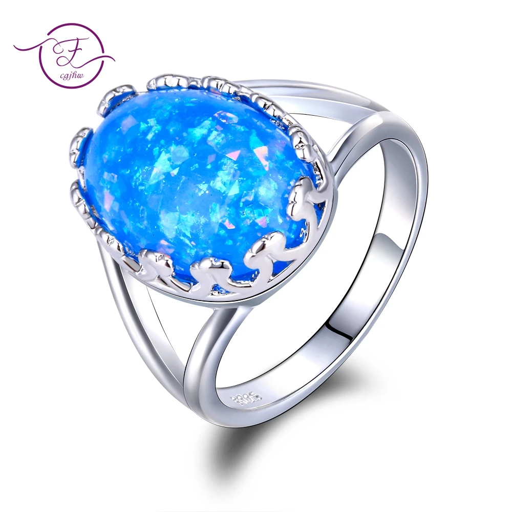 Cherryn Jewelry Women Finger Ring T Black Gold Filled Zircon Blue Opal Stone Size 6/7/8/9 Engagement Ring anel RB0272