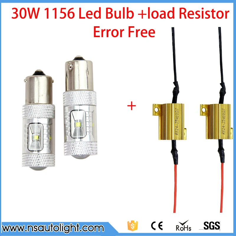 

2x High Power S25 1156 BA15S 30W P21W CREE Chip LED Car Reverse Backup Reverse Lamp Sourcing Light 2pcs load resistors