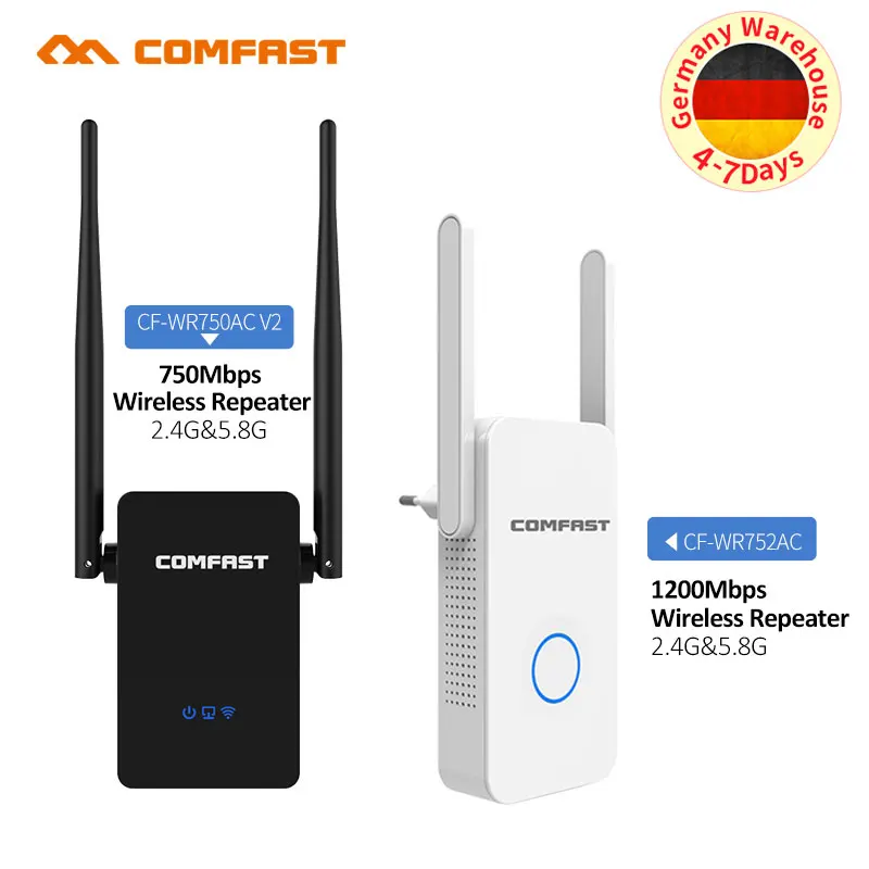 Dual Band 750 1200 Mbps Comfast Wifi Extender Access Point Repeater 