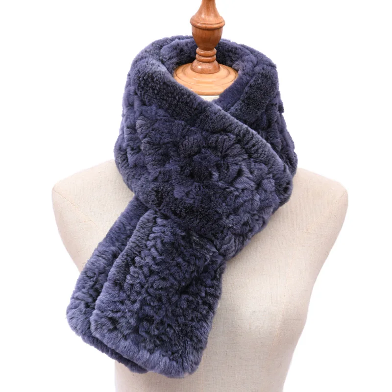 TopFurMall) женские осенне-зимние настоящие вязаные шарфы из меха кролика рекс кольца на шею женские меховые палантины из пашмины LF9001