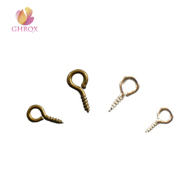 100 pcs 10mm Gold/Silver Screws Small Hanging Needles Alloy Loop