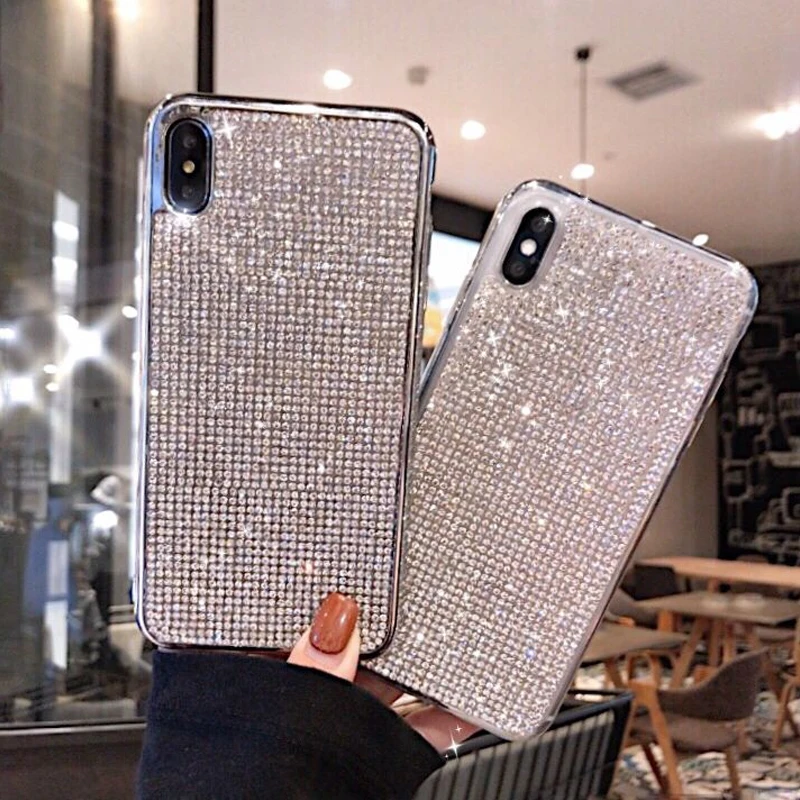 

KaiNuEn luxury glitter diamond phone etui,coque,cover,case for iphone xs max xr x s r girl fashion jewelled silicone accessories