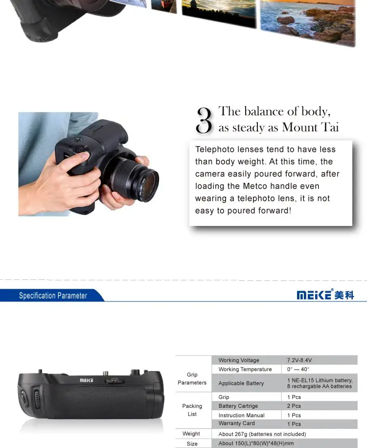 Meike MK-D500 Вертикальная Батарейная рукоятка для Nikon D500 камера Замена MB-D17