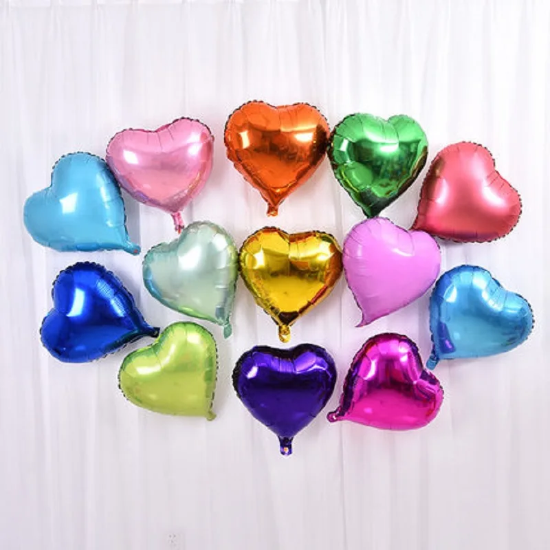 

5pcs/lot 10inch Heart shape Aluminum Foil balloons Wedding favors and gifts Birthday party decoration inflatable air globos