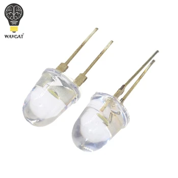 

10PCS WAVGAT LED 10mm White Transparent 150mA 0.75W Ultra Bright Round LED Light Emitting Diode Lamp Water Clear Bullet Shape