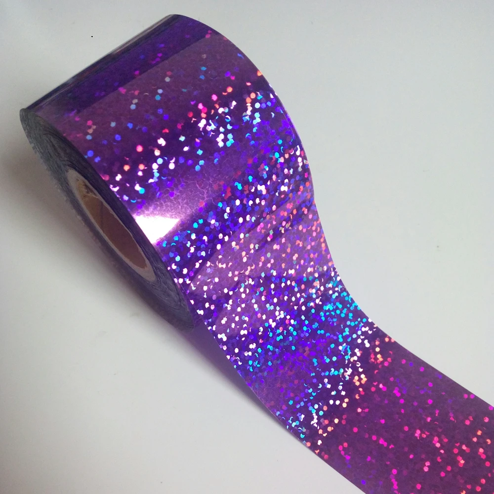

100cm Laser Purple Holographic Beads Nail Transfer Foils Nail Design Manicure Material Holo Sticker Easy DIY Nail Art Tips