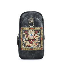 Китайский стиль, модные винтажные нагрудные сумки, вышивка дракона, кран, вышивка, золотая голова льва, сумки через плечо для мужчин