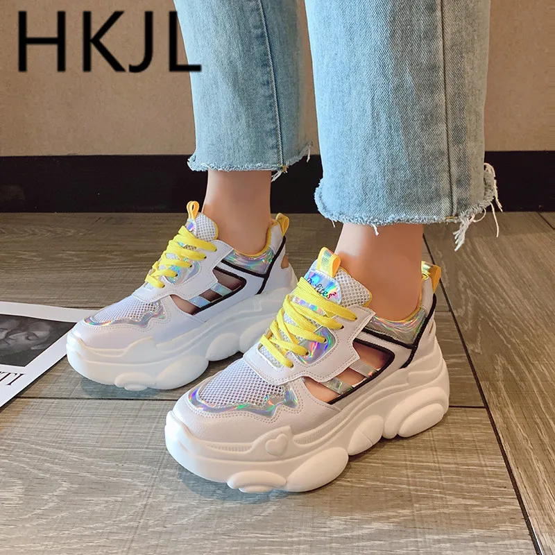 

HKJL Women's net shoes women's net shoes 2019 summer breathable sports thick bottom sponge bottom women's sneakers A595