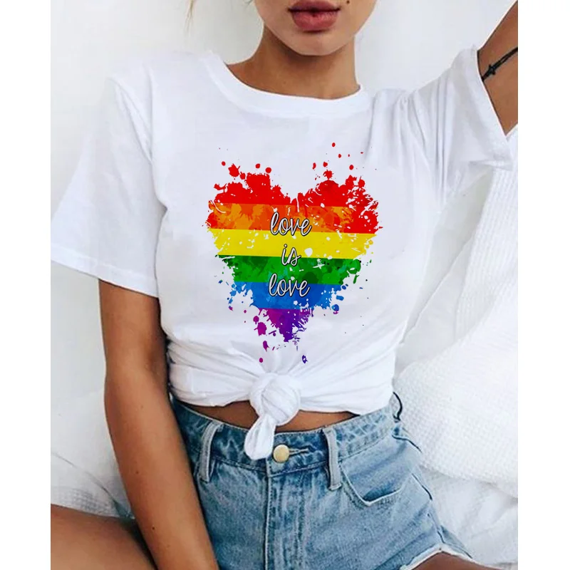 

Lgbt T Shirt Love Wins Female Bisexual Lesbian Gay Love Is Love Women Lesbian Rainbow Top T-shirt Tshirt Tee Lovely Mujer Shirts