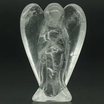 

Angel Figurine Miniature Carved Natural Clear Quartz Stone Healing Statue Crystal Home Decoration Accessories 2 Inch
