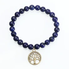 

Bracelet Yoga Chakra Mala Bracelet OM Life Tree Women Men Beaded Charm Bracelets Lapis Stone Strand Handmade Jewelry Femme Homme
