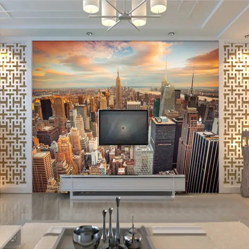 Custom Size 3D Mural Wallpapers Backdrop Modern City New York Landscape Living Room Sofa