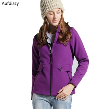 

Aufdiazy Women Thick Jackets Autumn Winter Waterproof Fleece Softshell Coats Outdoor Camping Climbing Thermal Coats IW001
