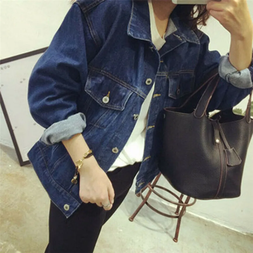 

2019 New Women's Basic Jacket Women Denim Jacket Faded Ripped Fitted Vintage Boyfriend Oversized Coat Denim Feminine