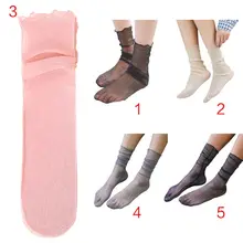 Женские корейские весенние винтажные блестящие тонкие длинные носки прозрачные металлические блестящие Однотонные эластичные чулочно-носочные изделия с оборкой