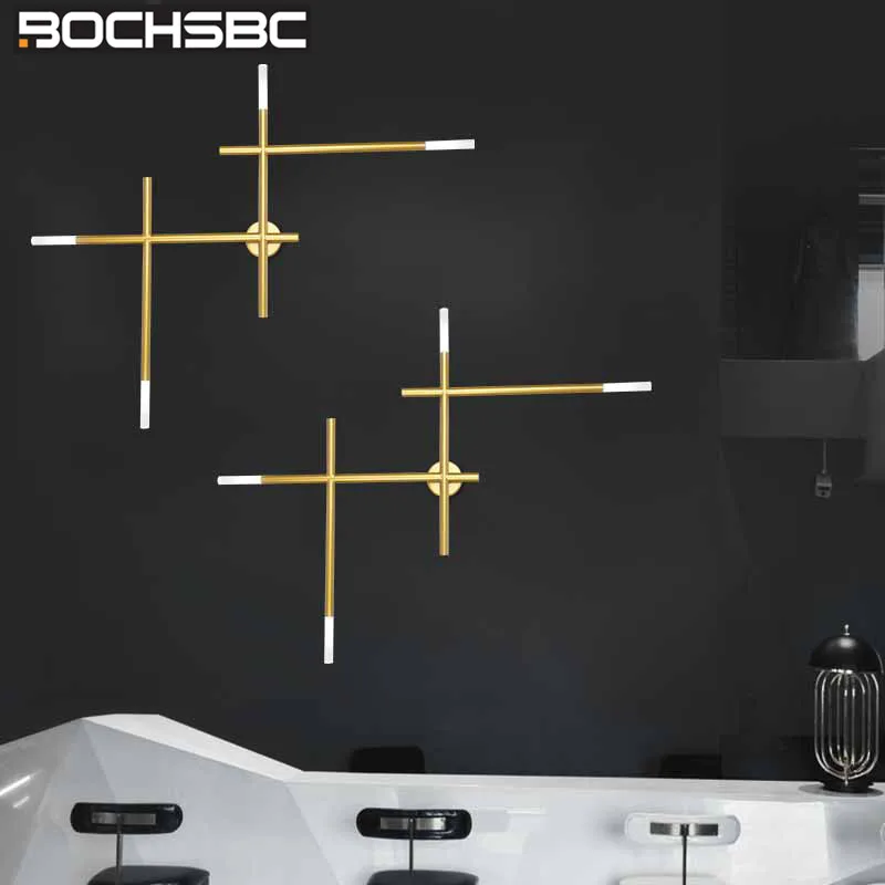 

BOCHSBC Modern Simple Aluminum Background Wall Lamp for Bedroom Bedside Lights Art Design LED Wall Sconce Stair Lighting Fixture