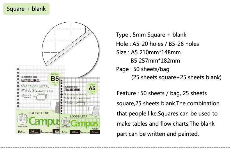 KOKUYO Campus внутренние страницы бумажный переплет блокнот заправка A5 B5 блокнот линия пустая сетка планировщик внутренние страницы журнал путешественника