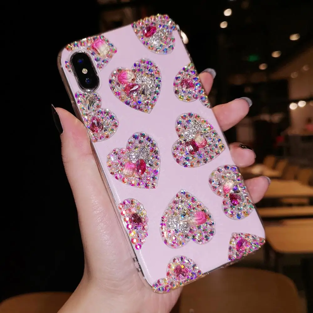 Роскошный чехол с кристаллами в виде сердца для iPhone 11 pro iphone XS Max X XR 8 7 6 plus подарок