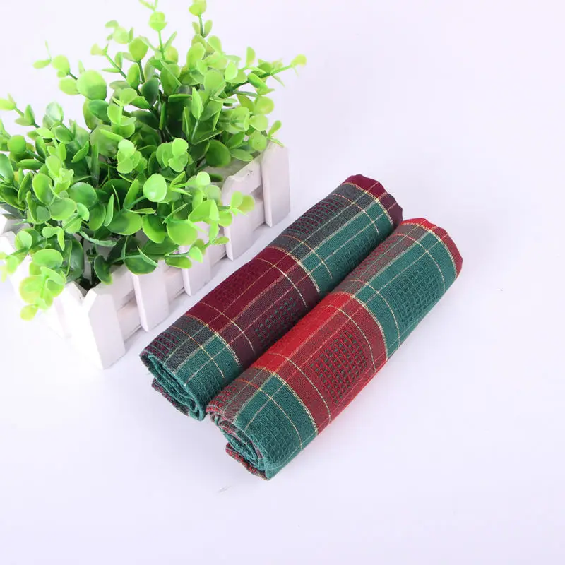 

Wholesale Yarn Dyed Plain Towel Cotton Checks Cleaning Cloths_QF112