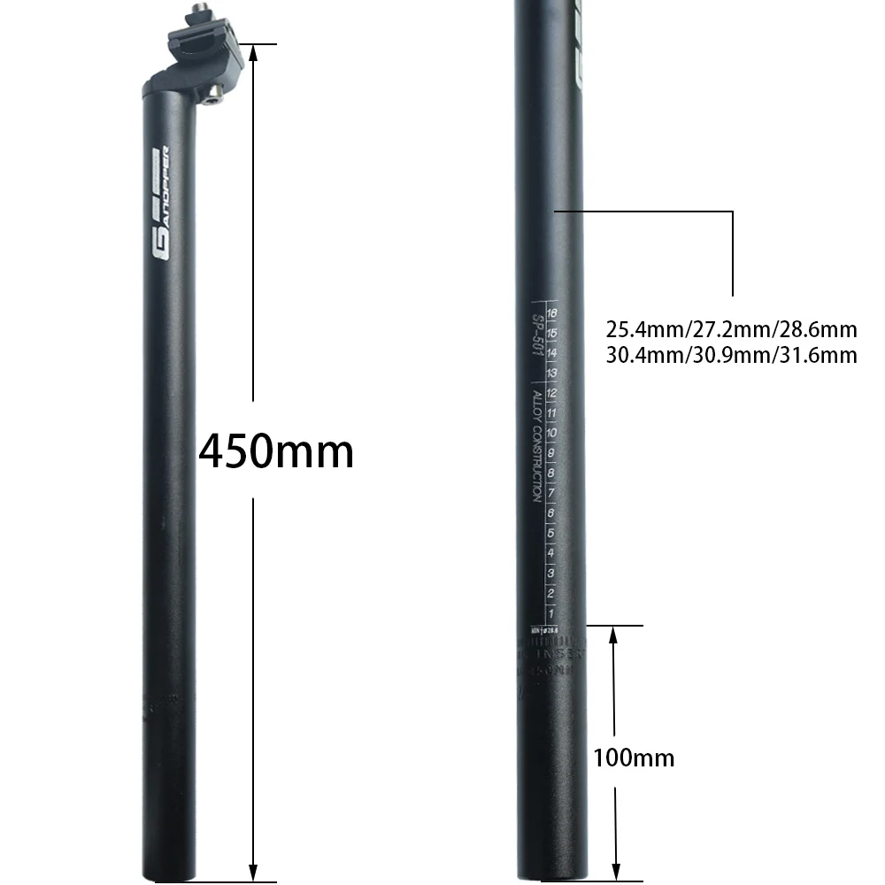 GANOPPER Подседельный штырь для горного велосипеда подседельный штырь трубки 25,4 27,2 28,6 30,4 30,9 31,6 350 мм 450 дорожный руль для горного велосипеда дорожный велосипед Горный велосипед MTB седло Полюс