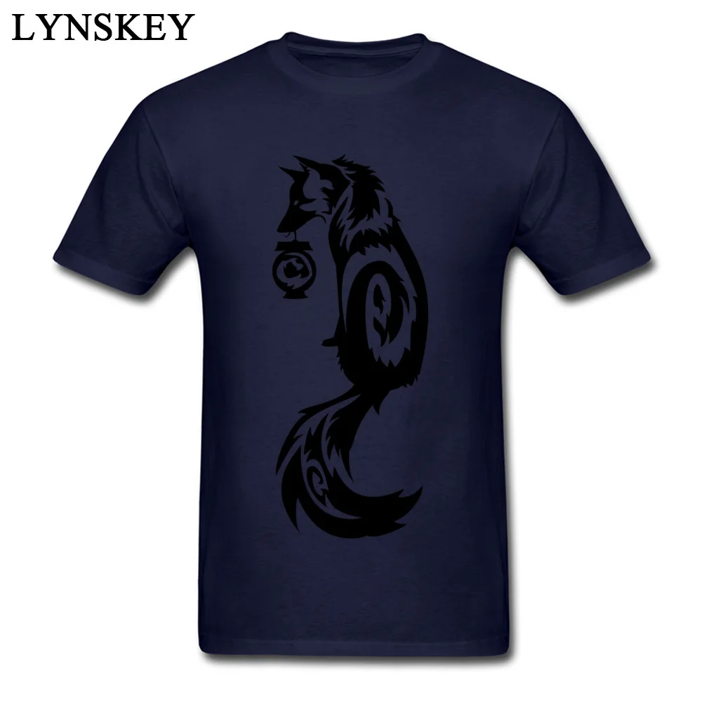 T-shirts Funny Short Sleeve New Arrival Round Neck 100% Cotton Fabric Tops T Shirt Casual Summer Autumn Printing Tee-Shirts for Adult Fox Kitsune Tribal with Spirit Lantern navy