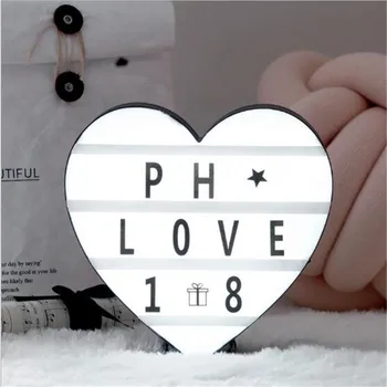

Love Heart Lightbox Letters LED Combination Cinema Light Box USB Port Power DIY Letter Symbol Card Decoration Lamp Message Board