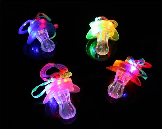200 teile/los Led Schnuller Pfeife Licht Halsketten Nippel Blinkende Kinder Spielzeug Für Weihnachten Bar Partei Liefert