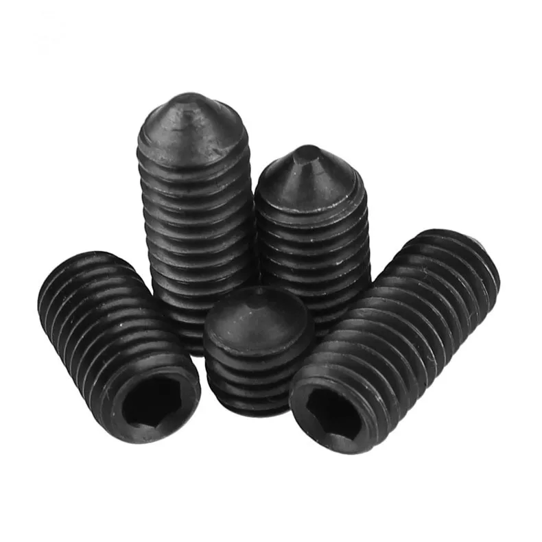 

10/20/50Pcs DIN914 M3 M4 M5 M6 M8 Black Hexagon Socket Set Screws With Cone Point HW196