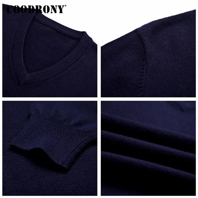 COODRONY Sweater Men Clothes 2018 Autumn Winter Cashmere Wool Pullover Sweaters Plus Size Business Casual V-Neck Pull Homme 8128