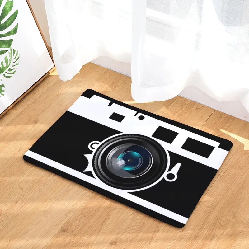 

Zeegle Camera Pattern Flannel Corridor Mat Water Absorption Bedroom Carpet Bedside Foot Pad Non-slip Bath Mats Kitchen Area Rug