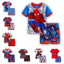 Летняя футболка с человеком-пауком, футболка, одежда для мальчиков, детская одежда с человеком-пауком для детей, футболка с человеком-пауком, спортивный костюм, Комплект футболок