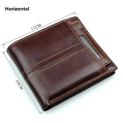 MJ Male Wallets Vintage Genuine Leather Bi-Fold Men's Wallet Card Holder Short Purse Coin Pocket ID Photo Window Wallet for Men (14)1
